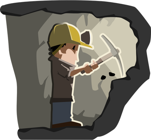 Figura dos desenhos animados de mineiro no trabalho vetor clip-art