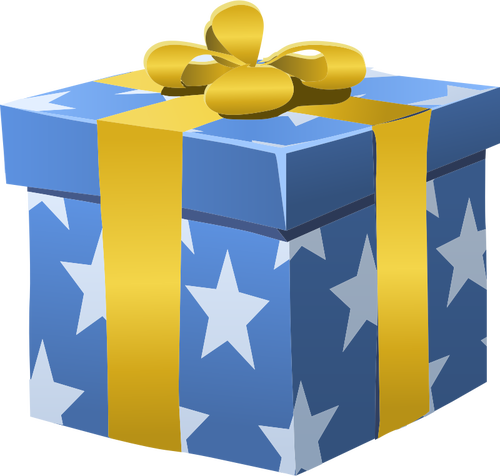 Imaginea vectorială albastru cadou înfăşurat cutie