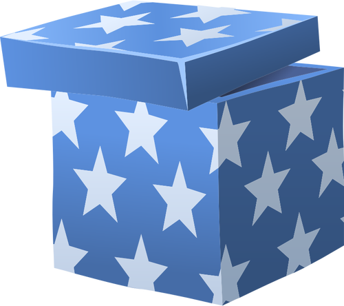 Векторная иллюстрация синий дар коробка с крышкой