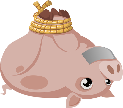 Vector drawing of tied pig