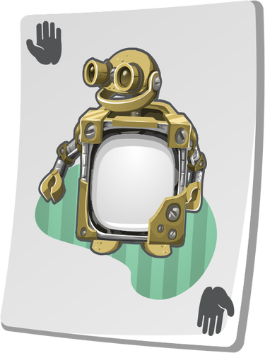 Robotic TV on a playing card vector drawing