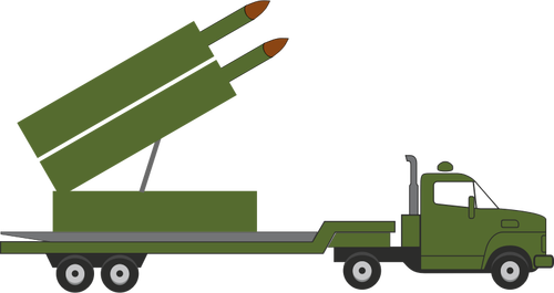 Gráficos de vetor de caminhão de míssil com artilharia do foguete