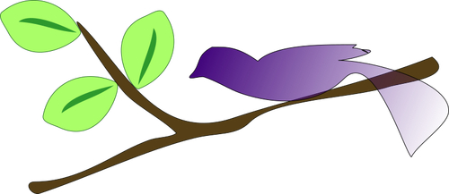 Vektor ilustrasi gradien biru burung pada cabang