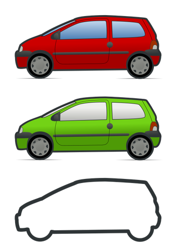 Punainen ja vihreä Renault Twingo vektori