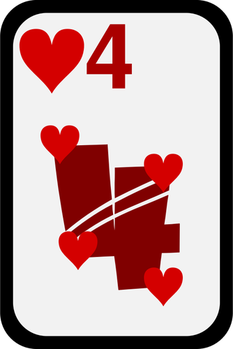 Fyra av hjärtan funky spelkort vektor ClipArt