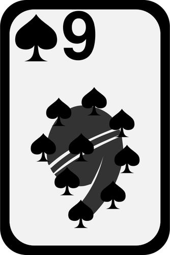 Nine of Spades funky playing card vector clip art