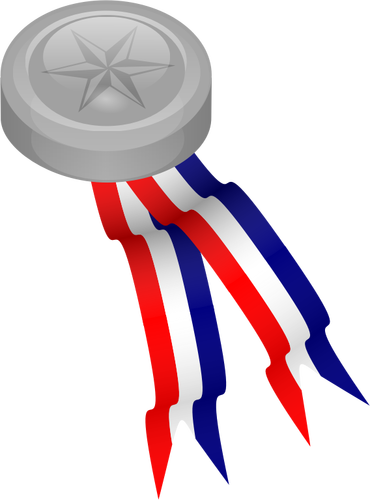 Платиновый медальон с синего, белого и Красного ленте векторной графики
