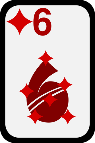 Sechs der Diamanten funky Spielkarte Vektor-ClipArt