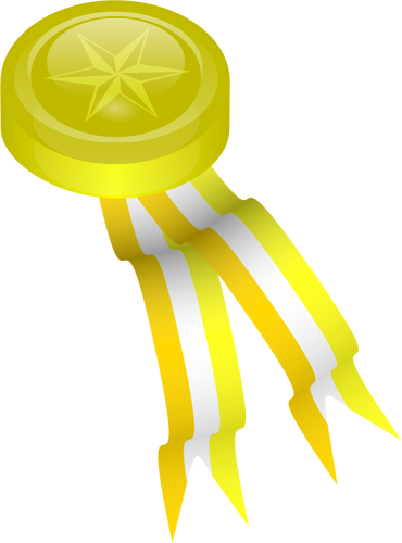 Gold medal with striped ribbons vector clip art