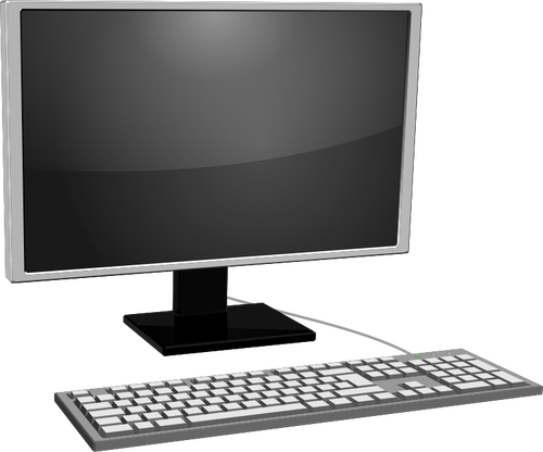 Pöytätietokoneen kuvake, jossa on harmaan näytön vektorikuva