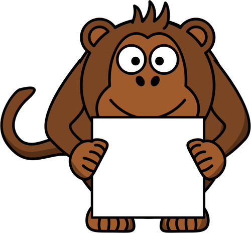 Monkey with white card