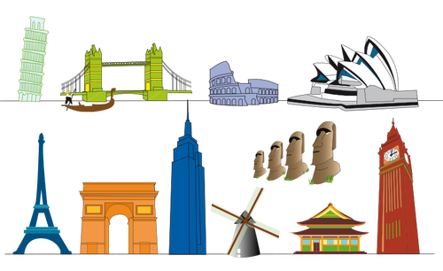 World landmarks selection vector image