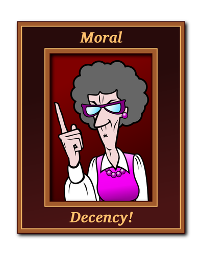 Vieille femme avec décence morale