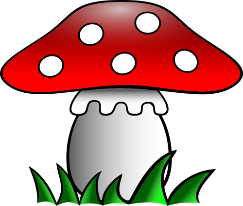 Merah jamur di rumput