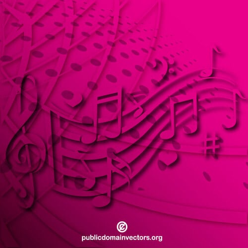音楽ノートとピンクの背景