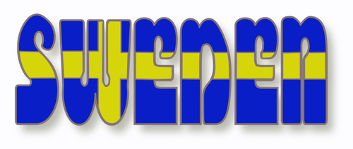 Bandera sueca en la palabra Suecia