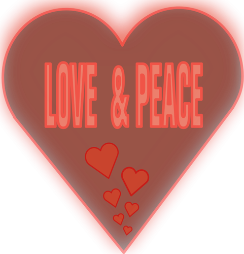 Rakkaus ja rauha sydänvektorikuvassa