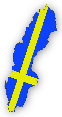 Drapeau suédois dans la carte de la Suède