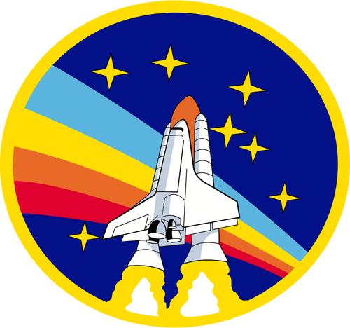 Vectorafbeeldingen van regenboog raket shuttle