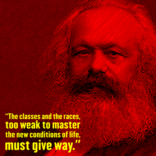 Marx Porträt und Zitat