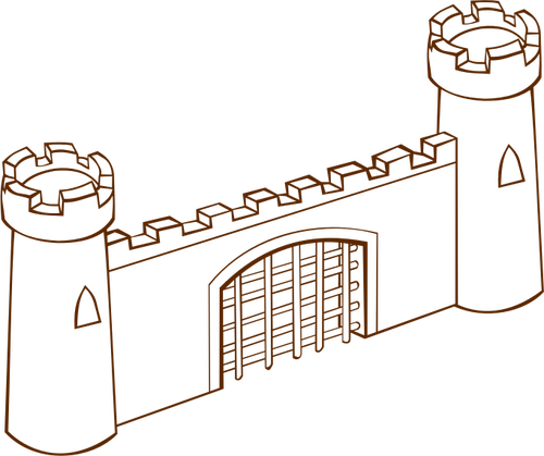 Ilustración vectorial de papel jugar icono de mapa del juego para la puerta de una fortaleza