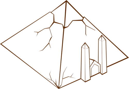 Desenho de papel vetorial joga ícone mapa do jogo para uma pirâmide