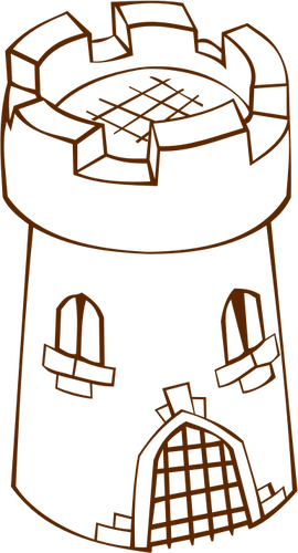 Desenho de papel vetorial joga ícone mapa do jogo para uma torre redonda