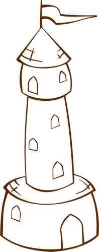 Vektorové kreslení role hrají ikonu herní mapy pro kulatou věž s příznakem