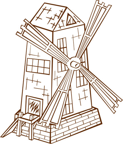 Vectorillustratie van rol spelen spel Kaartpictogram voor een windmolen