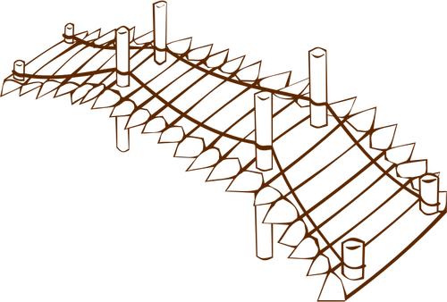Gambar vektor peran bermain permainan peta ikon untuk jembatan kayu