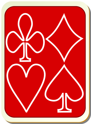 קלף משחק בחזרה אדום עם לבן ציור וקטורי