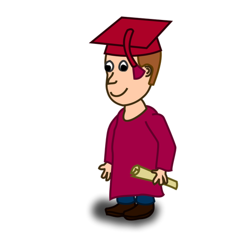 Graduación estudiantil cómico personaje vector de la imagen