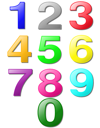 Clipart vetorial de conjunto de dígitos de 0 a 9