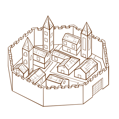 Ciudad en vector de la imagen símbolo paredes RPG mapa
