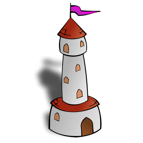 Okrągła wieża z flaga wektor