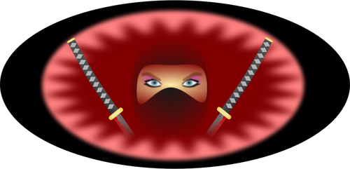 Ninja kvinna i röd vektor illustration