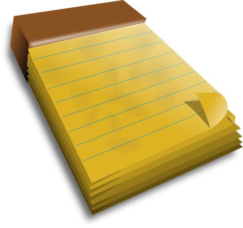 Muistikirja, jossa on keltaisia sivuja