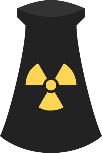 Vektorigrafiikka ydinvoimalan mustasta ja keltaisesta kuvakkeesta