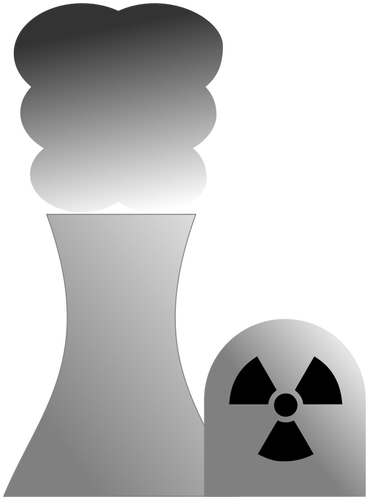 Vektorgrafikk utklipp av kjernekraft anlegget gråtone skilt