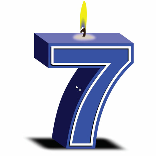 Number seven with candle