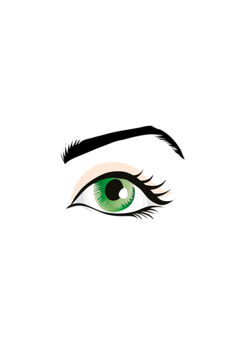 Vektorikuva vihreästä silmästä vaaleanpunaisella varjostut