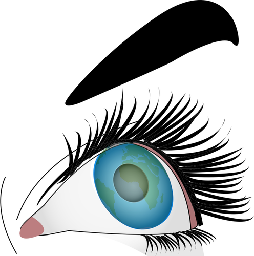 Ilustração de close-up de um olho azul feminino
