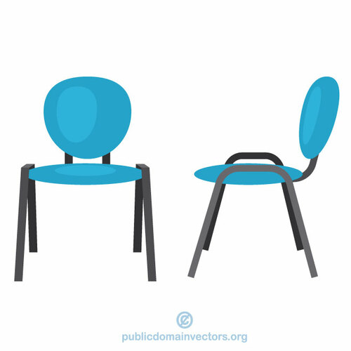 De stoelen van het bureau in blauwe kleur