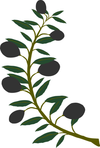 Olivovou ratolestí s černými olivami