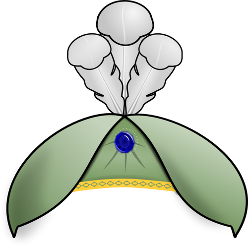 ClipArt i grön hatt med strutsfjädrar och en pärla