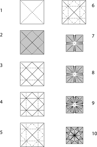 Origami hiasan instruksi vektor ilustrasi