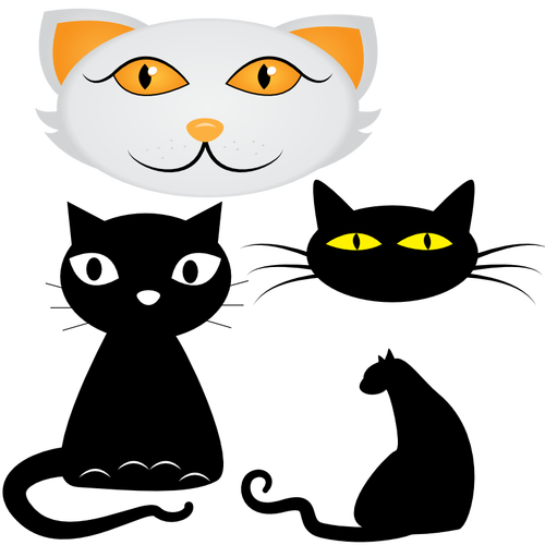 Čtyři kočky tváře Vektor Klipart