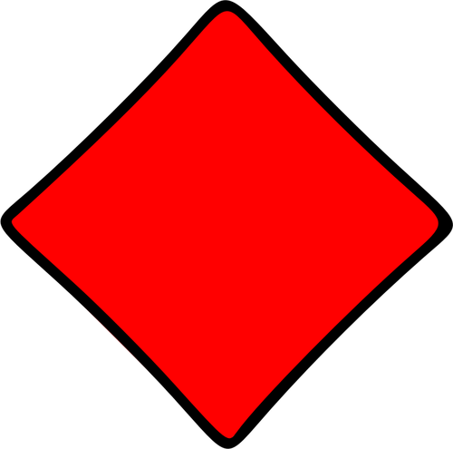 Vektori ClipArt hahmoteltu punainen timantti pelikortti symboli