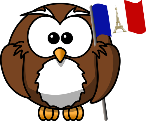 フランスの国旗とフクロウ