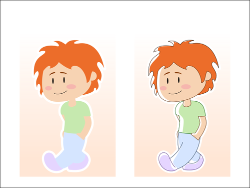 Vektor ilustrasi kartun anak laki-laki dalam pakaian pastel
